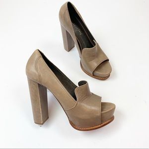 Elizabeth and James Taupe Mae Platform Pumps 6B